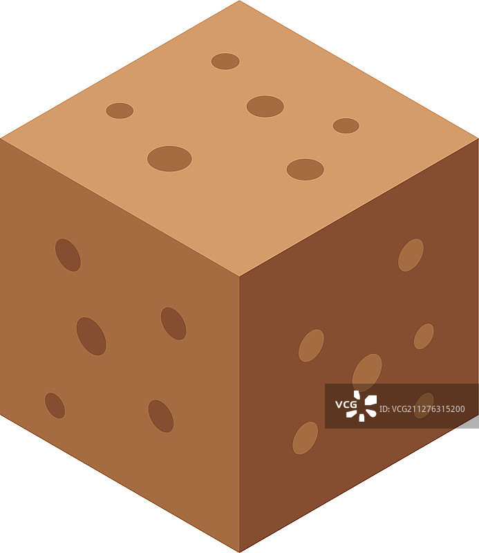 棕色方糖块2.5D风格图标图片素材