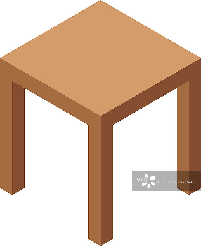 木制无靠背椅2.5D风格图标图片素材