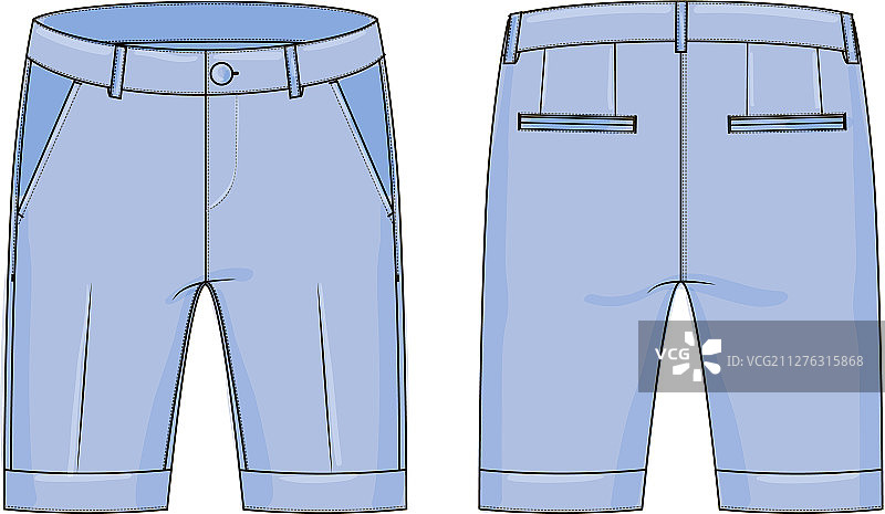 彩色时尚短裤款式技术草图图片素材