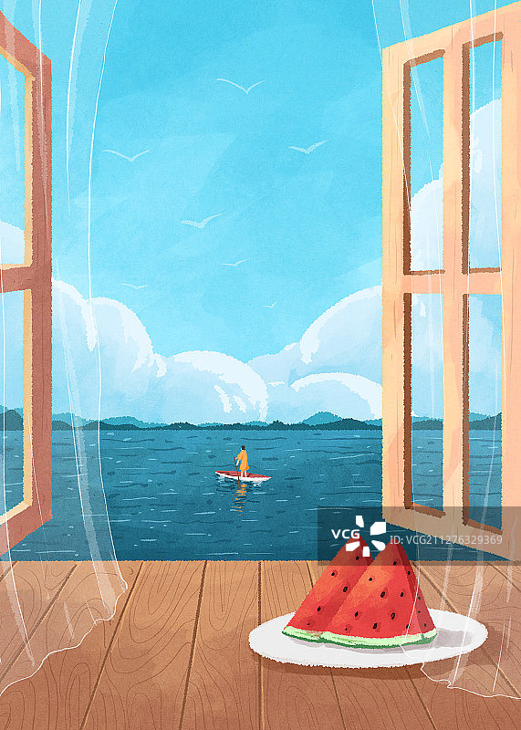 四季的色彩景观节气插画夏至图片素材