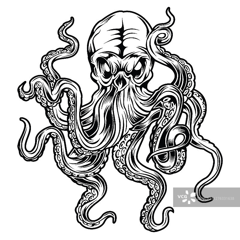 黑色章鱼纹身设计图片素材