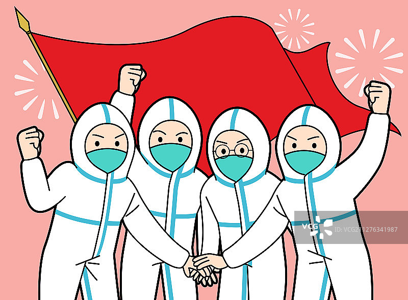 医生手搭手做出团结加油手势图片素材