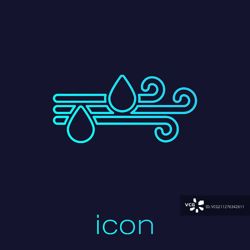 蓝绿色线条风雨图标图片素材