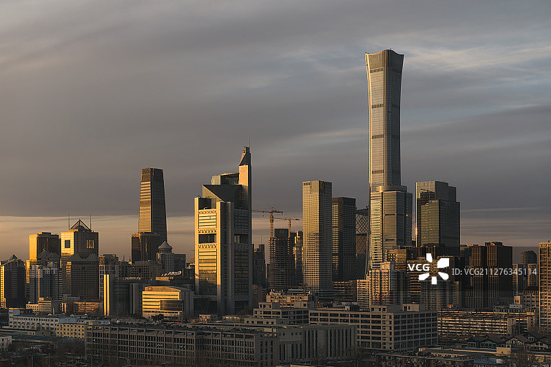 北京国贸 北京中信大厦日落多云图片素材