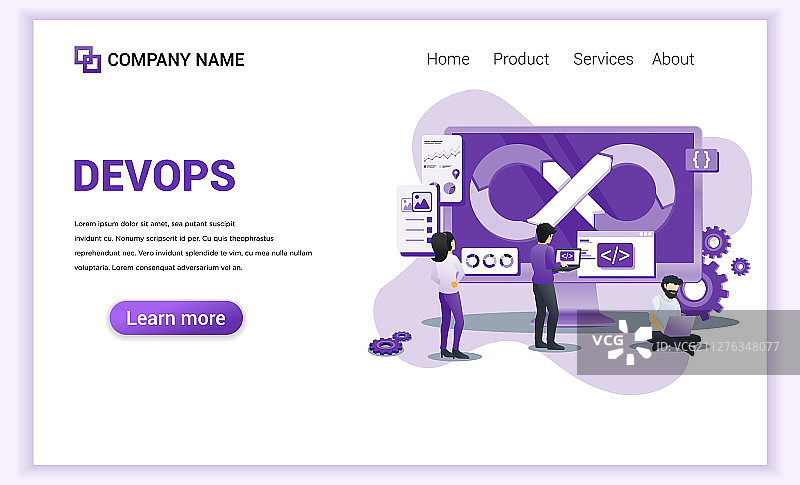 现代扁平风格程序员工作概念图片素材