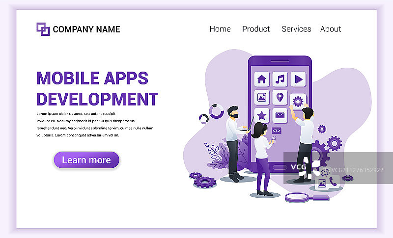现代扁平风格移动应用设计概念图片素材