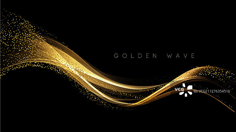 金色波浪抽象设计元素图片素材