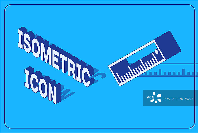 2.5D尺子图标，蓝色背景图片素材