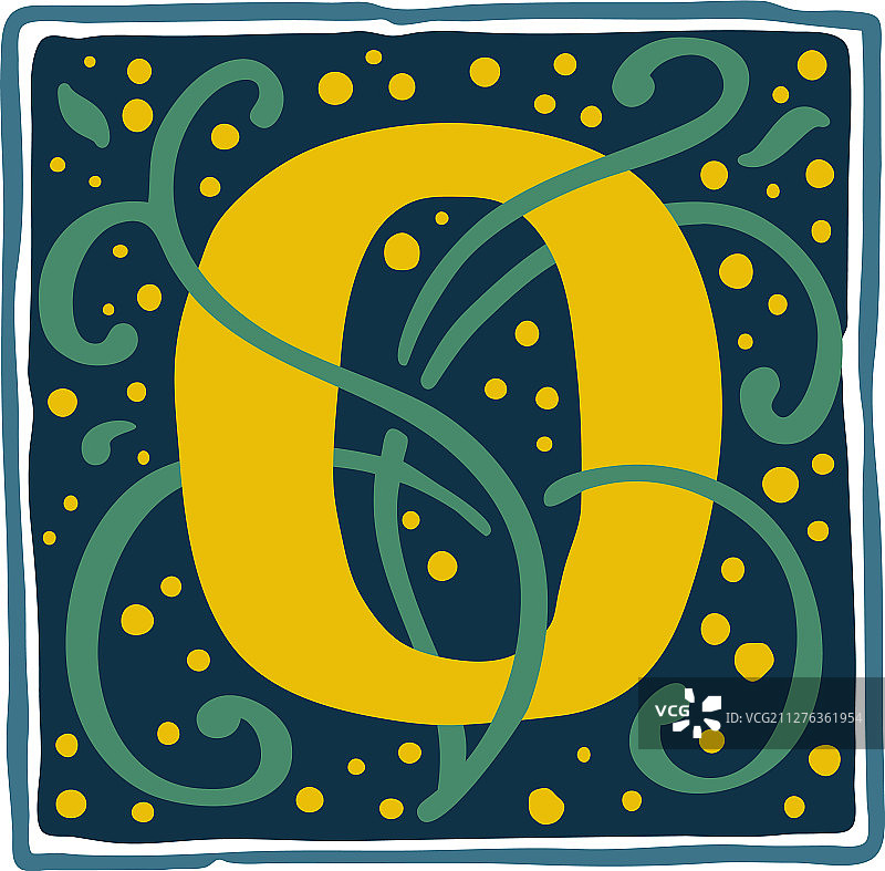 暗淡复古色彩文艺复兴O字母标志图片素材