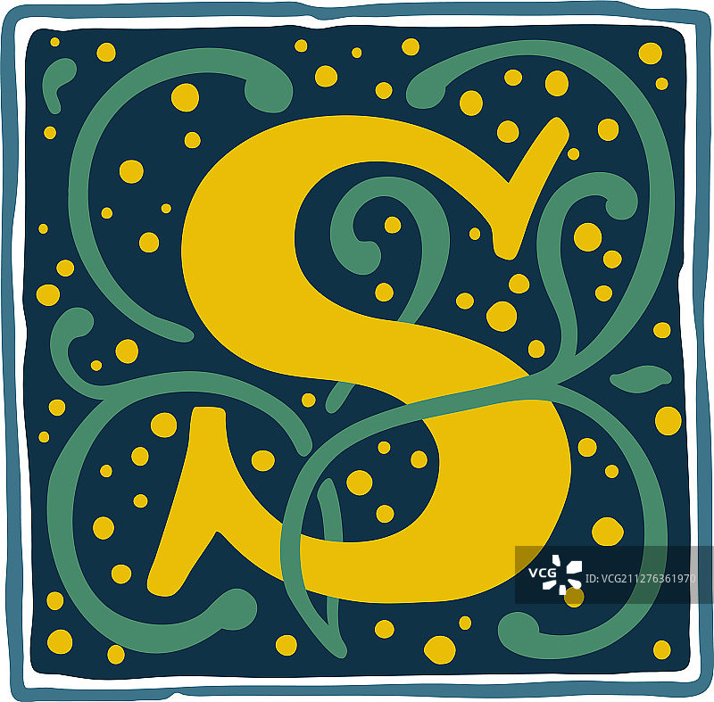 暗淡复古色调的文艺复兴S字母标志图片素材