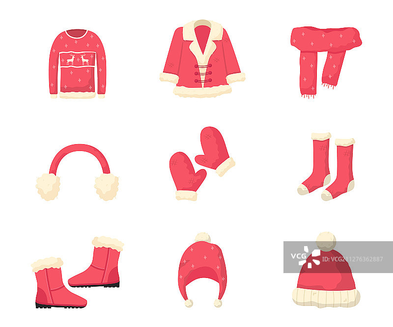 冬季服装扁平风格套装图片素材
