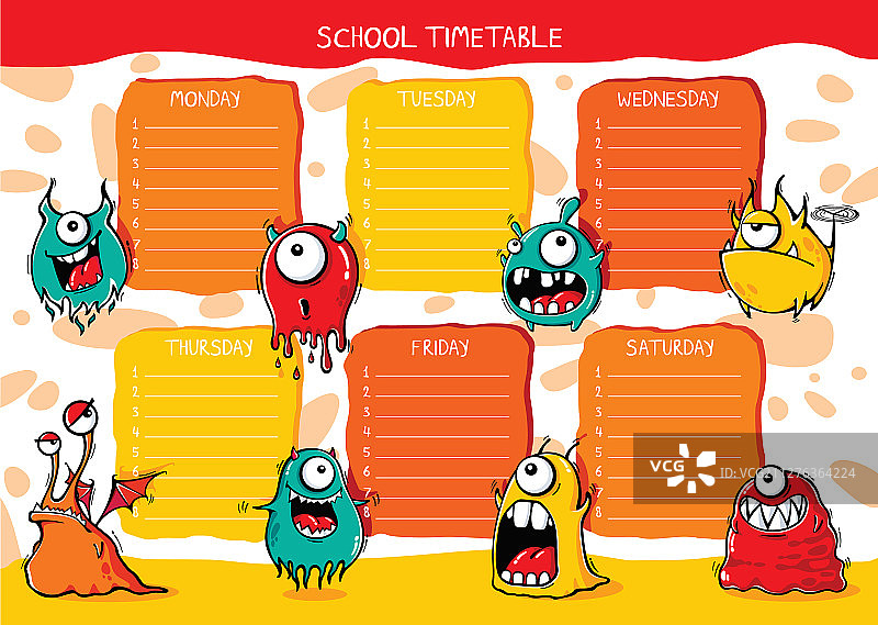 学校课程表（怪物主题）图片素材