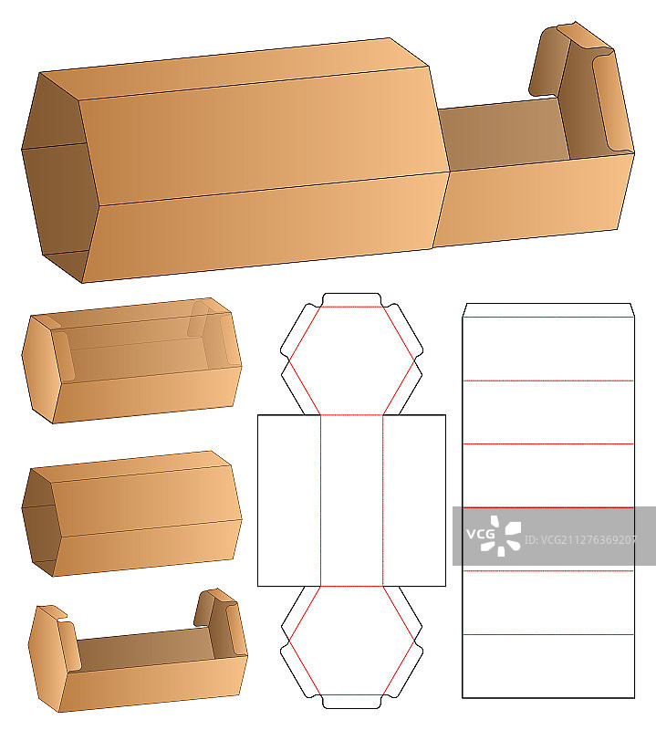 盒包装模切模板设计三维模型图片素材