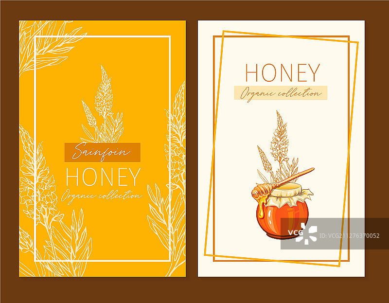 红豆草蜂蜜印花模板黄色和橙色图片素材