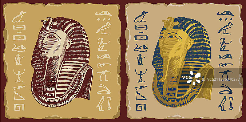带有埃及法老图坦卡蒙的瓷砖图片素材