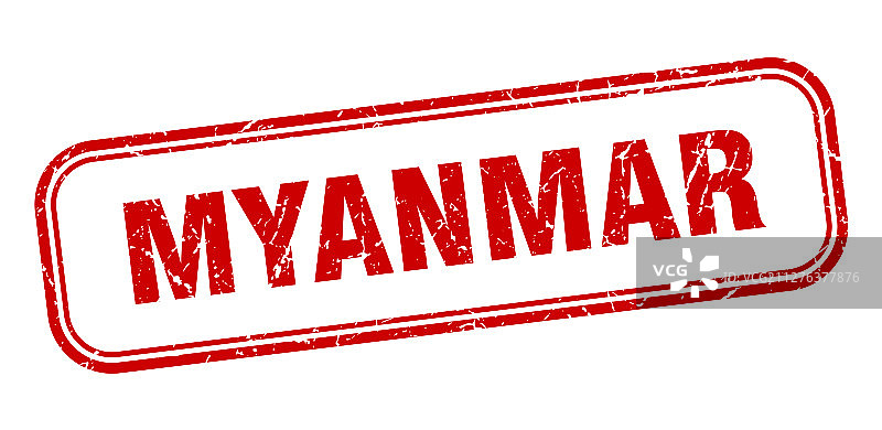 缅甸红色Grunge风格印章孤立标志图片素材