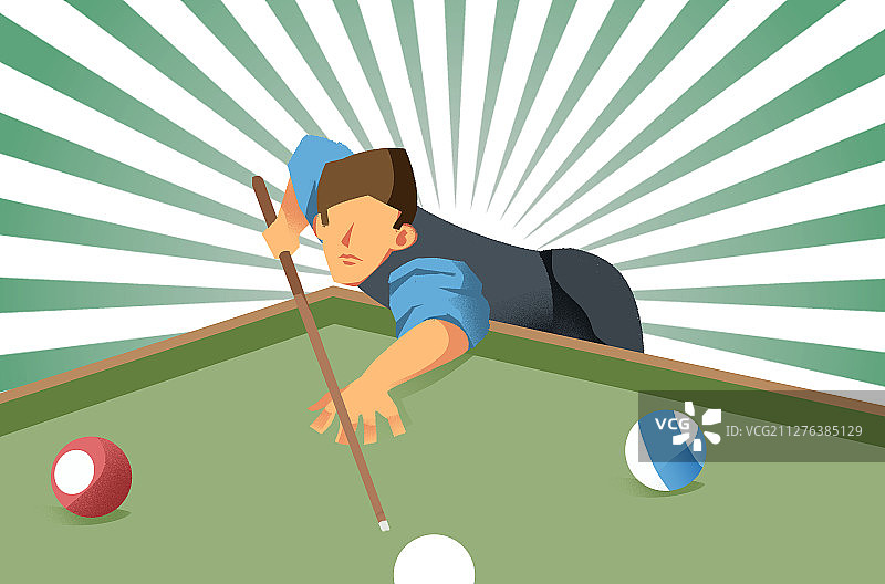 卡通手绘男子打桌球插画图片素材