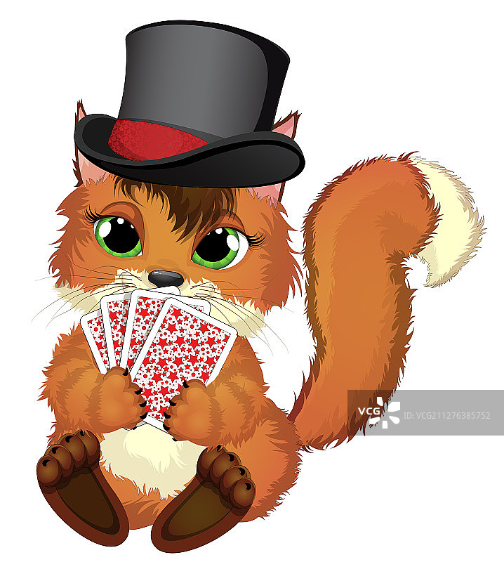 狡猾的狐狸玩扑克牌图片素材