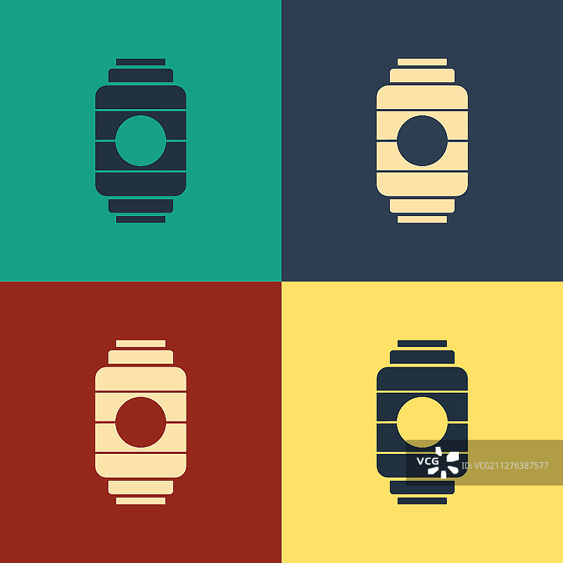 彩色日式纸灯笼图标图片素材