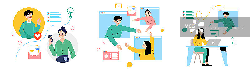 团队合作卡通插画图片素材