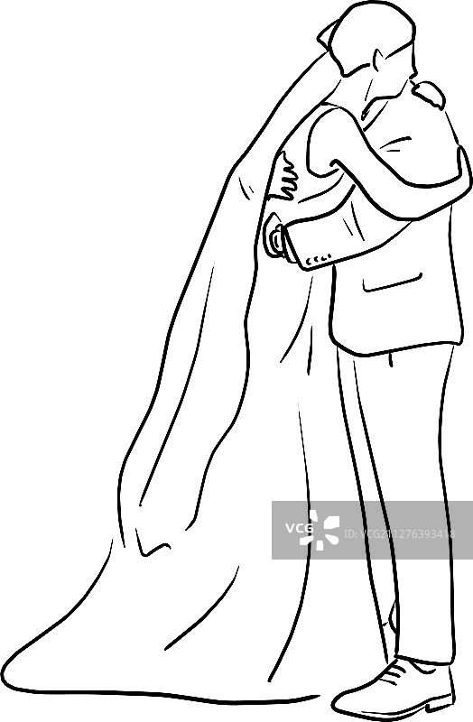 拥抱的婚礼情侣图片素材