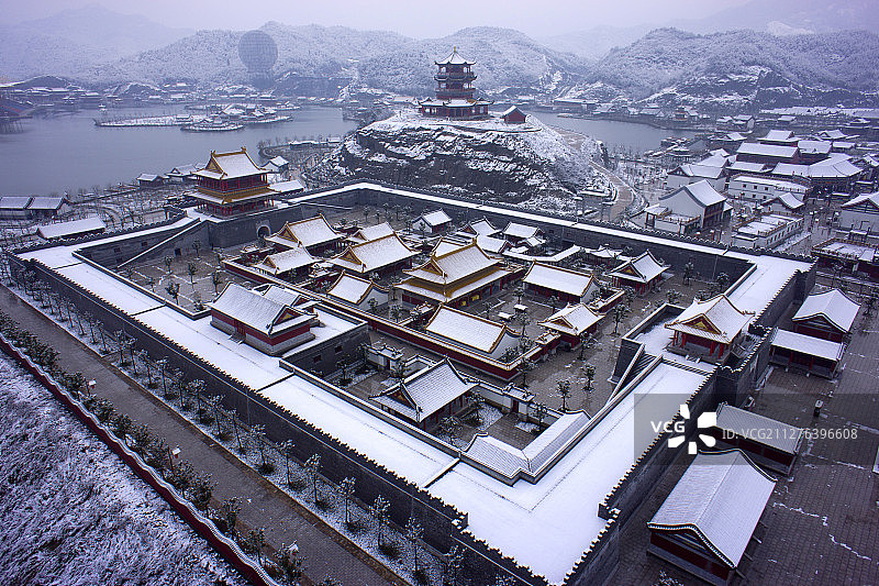 横店园明新园雪景图片素材