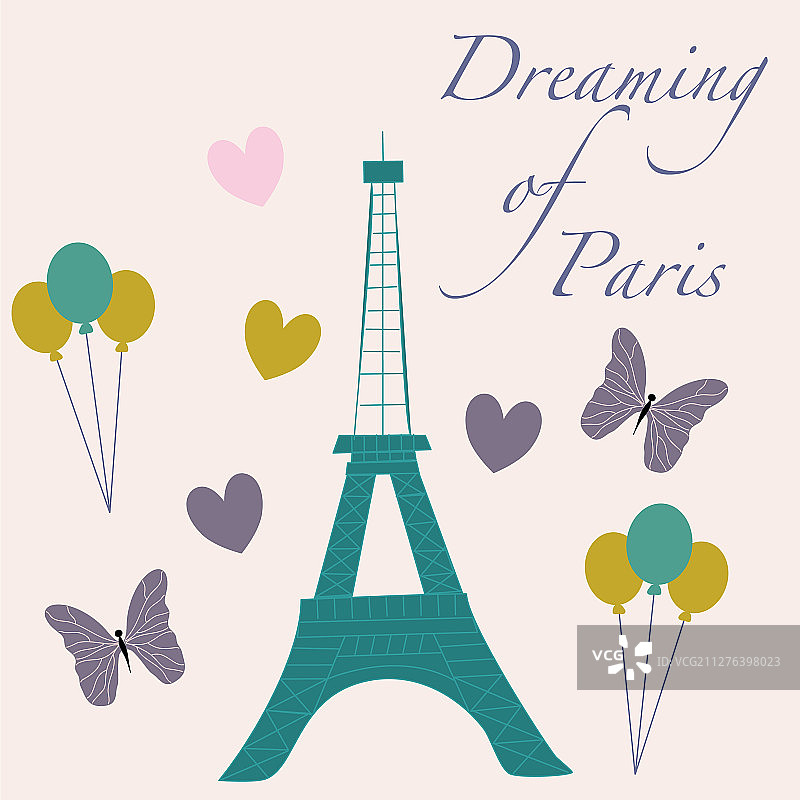 埃菲尔铁塔和蝴蝶图片素材