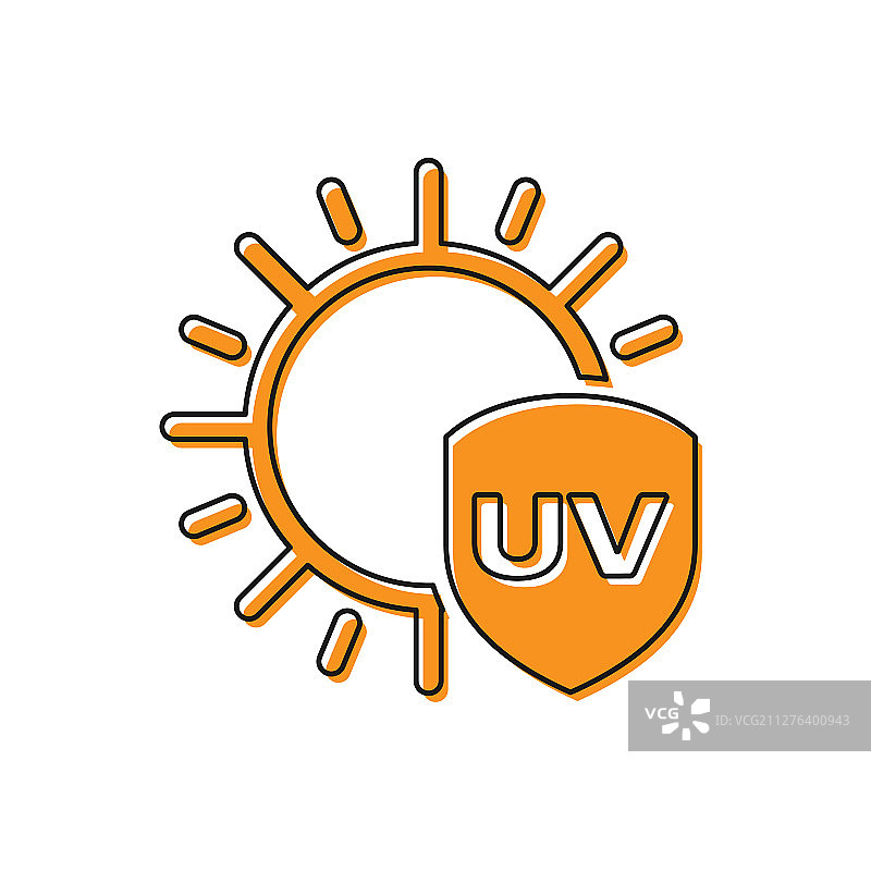 白色背景上隔离的橙色紫外线防护图标图片素材