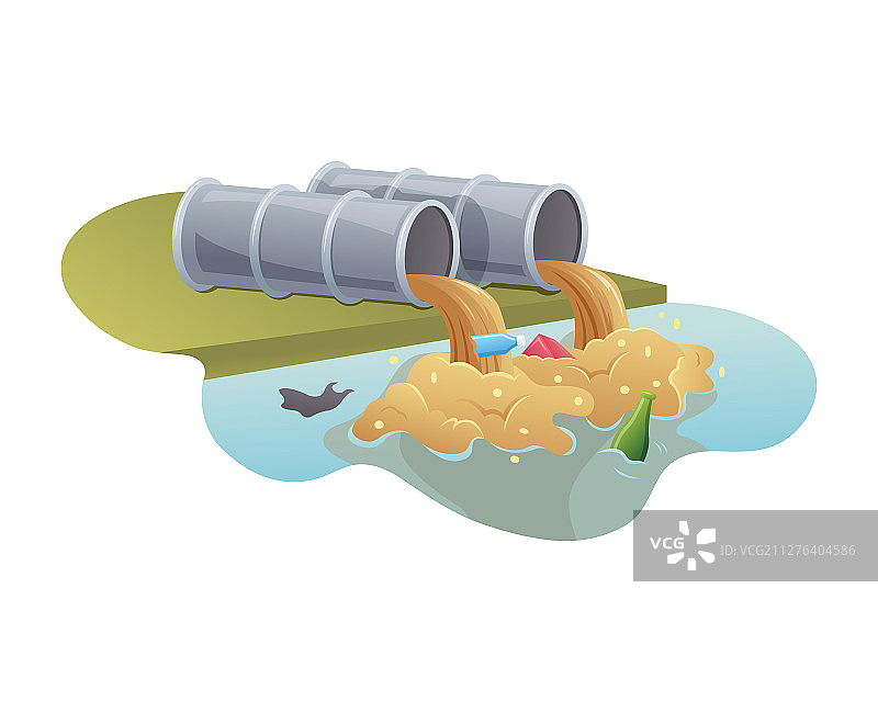 工业管道造成的水污染图片素材