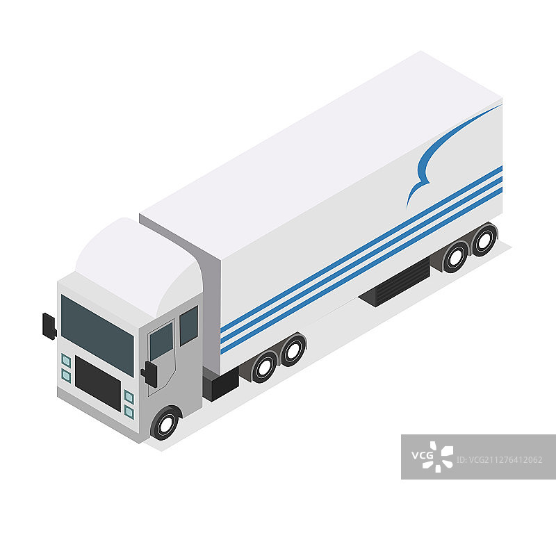2.5D扁平风格的牵引车卡车图片素材