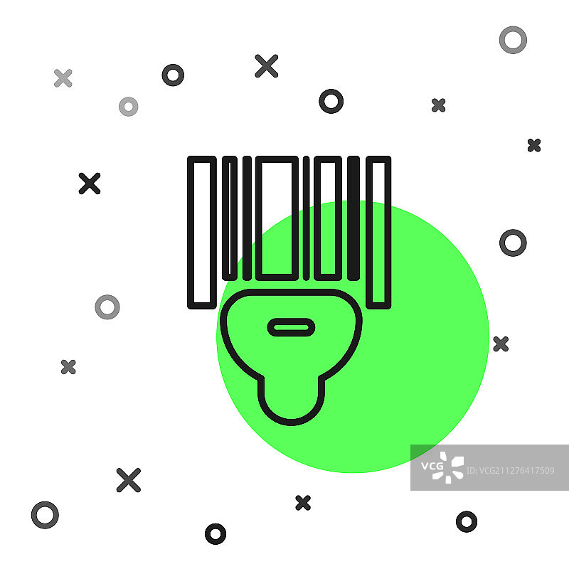 黑色线条扫描仪扫描条形码图标，独立图片素材