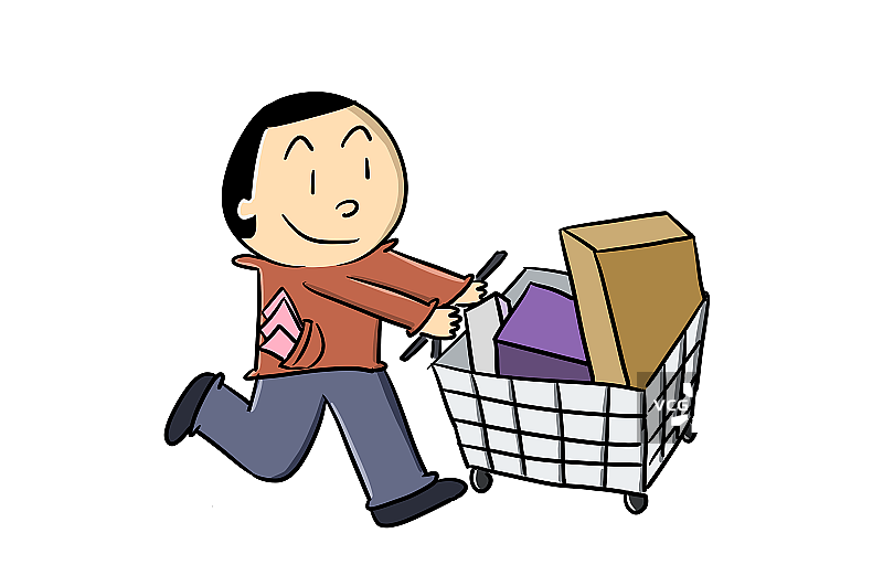 元素：推着购物车的男性图片素材