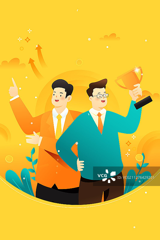 卡通投资财富冠军互联网金融理财日历红包活动背景矢量插画图片素材