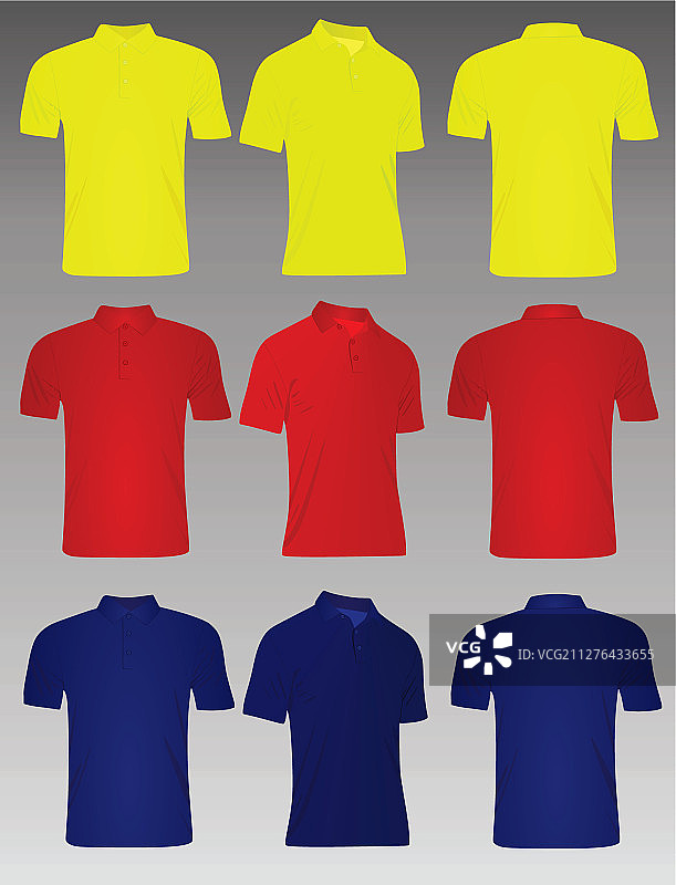 黄红蓝相间马球T恤图片素材