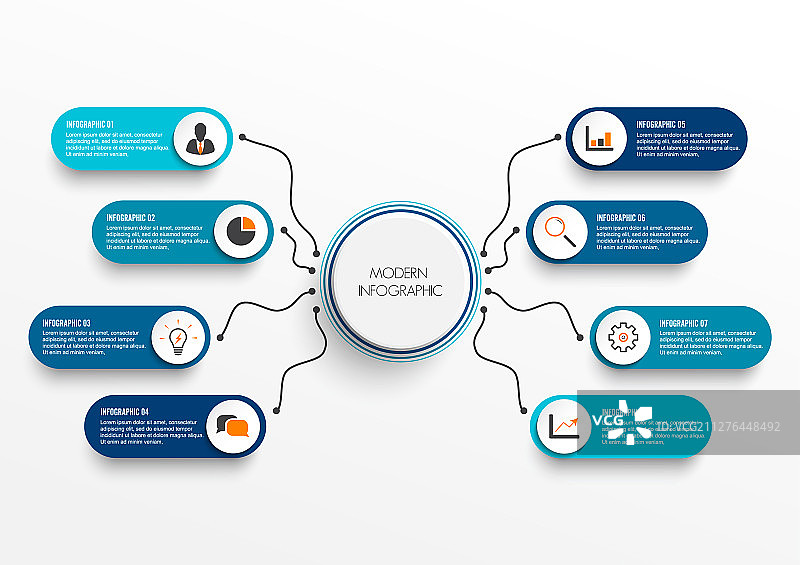 信息图形模板与3d纸标签图片素材