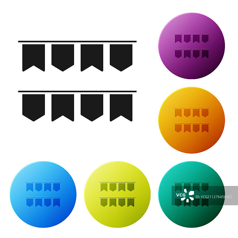 黑色嘉年华彩旗花环图标图片素材