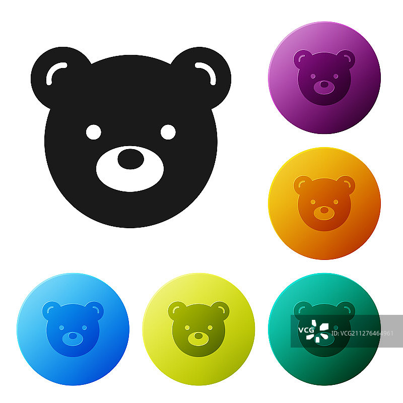 白色背景上的黑色泰迪熊毛绒玩具图标图片素材