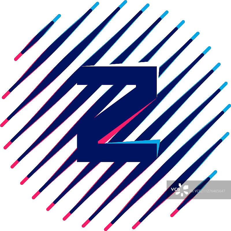 倾斜快速线条内的字母Z标志图片素材
