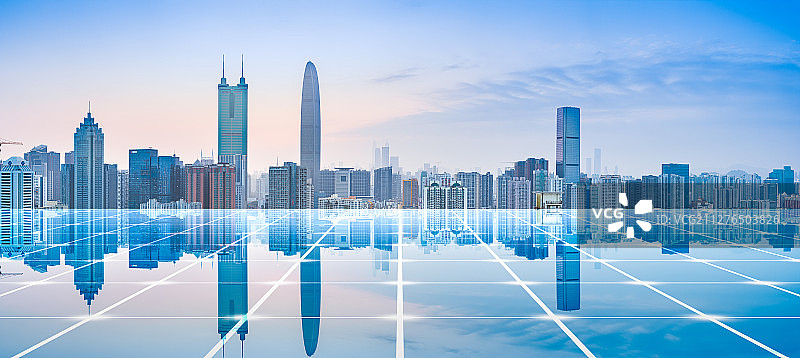 深圳市罗湖区城市天际线和科技概念图片素材