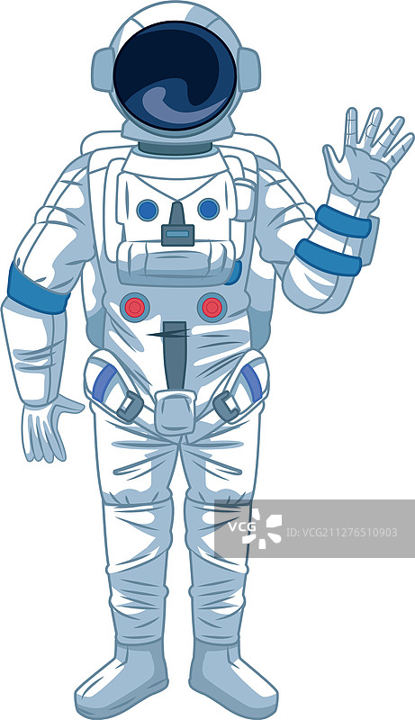 卡通宇航员挥手图标彩色设计图片素材