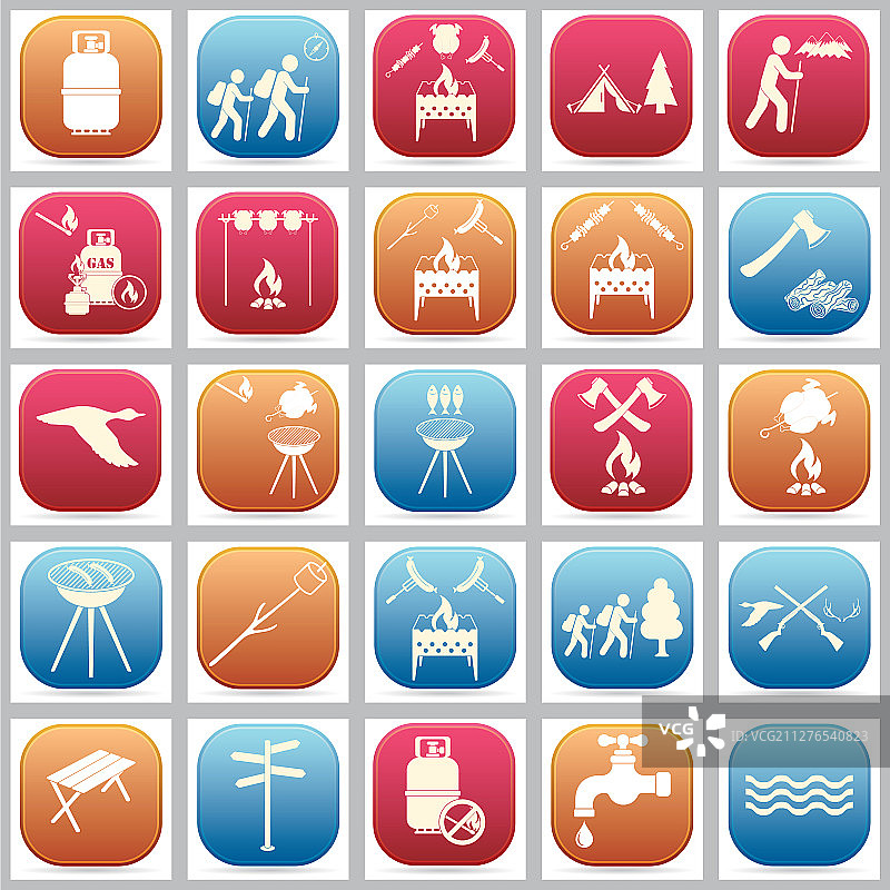 旅行和露营装备图标集图片素材