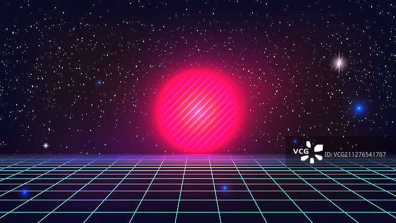 合成波日落背景复古未来主义粉色图片素材