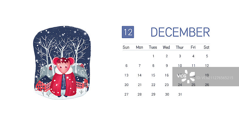 十二月台历之下雪了图片素材