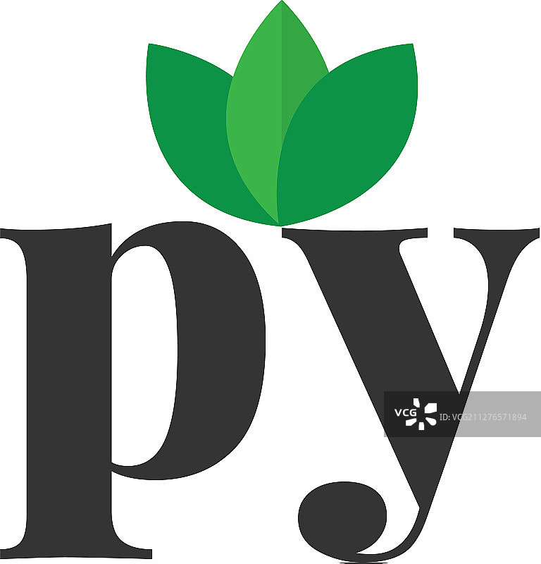 PY首字母绿叶Logo设计模板图片素材