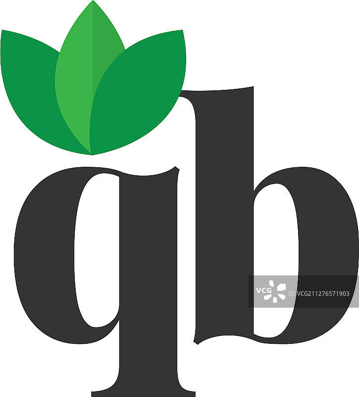 字母QB绿叶logo设计模板图片素材