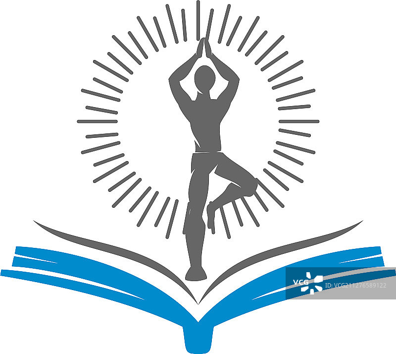 瑜伽书籍标志设计：冥想徽章图片素材