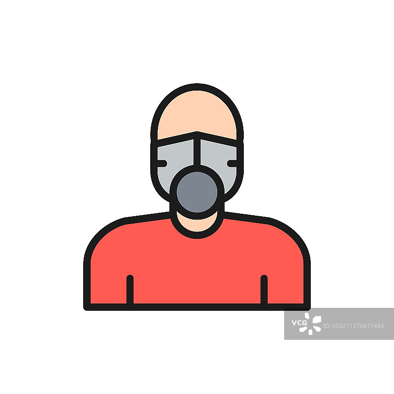 呼吸系统扁平线条人物图片素材