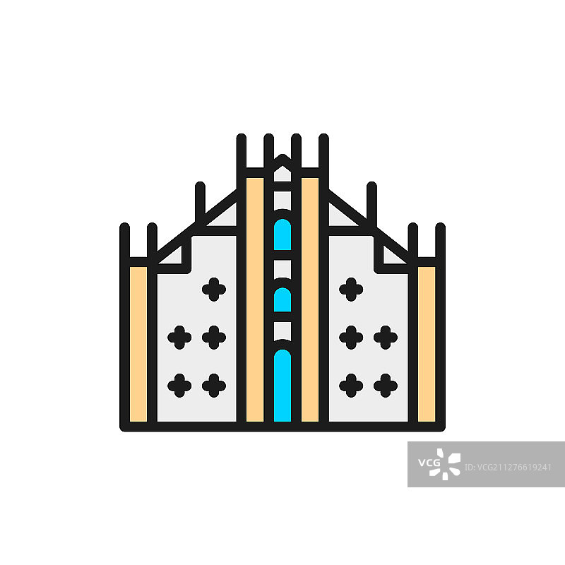 意大利米兰大教堂地标扁平风格图片素材