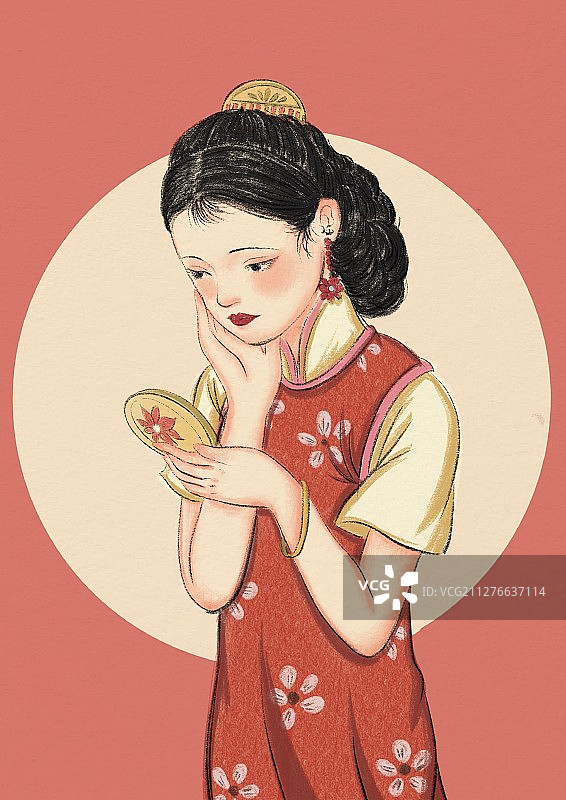 旗袍插画-11图片素材