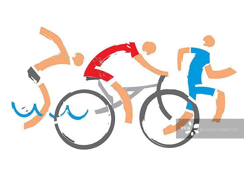 游泳者、自行车手和跑步者图片素材